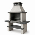 Barbecue da esterno in pietra con griglia in acciaio inox, grigio e nero