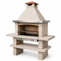 Barbecue in pietra refrattaria e acciaio inox 120x60x210 cm