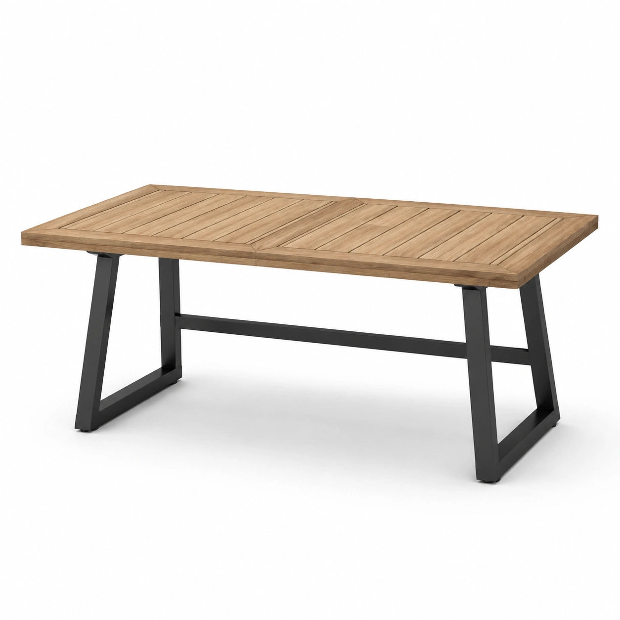 Tavolo da esterno in legno di teak e acciaio 180x90 cm