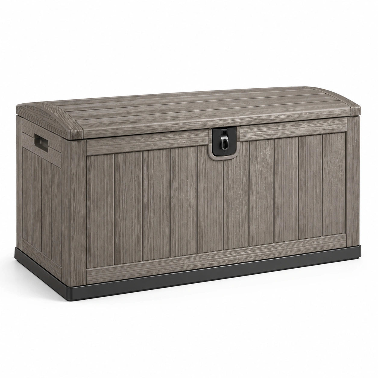 Baule da giardino in plastica effetto legno grigio