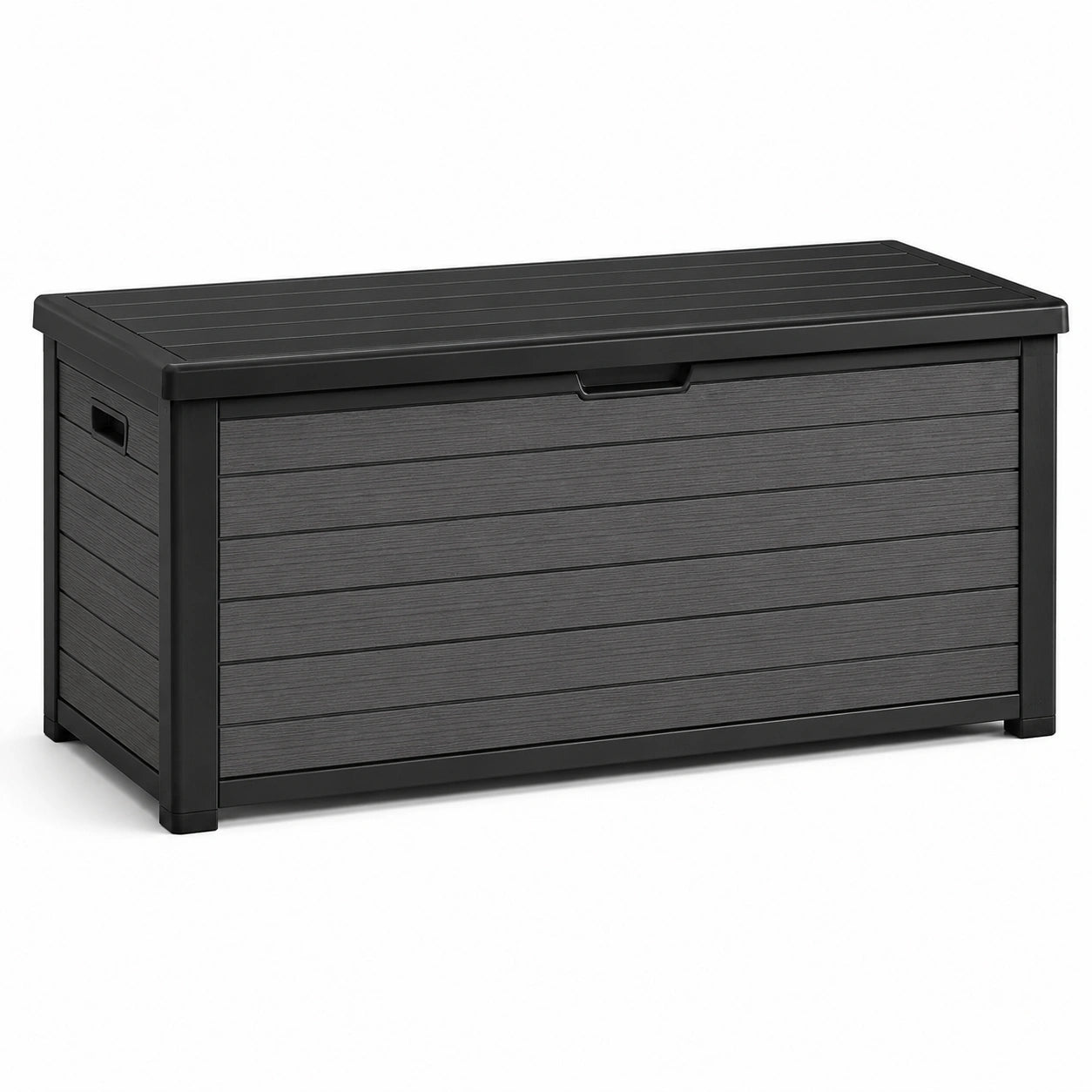 Baule da giardino in resina nero e grigio 123x54.5x57 cm
