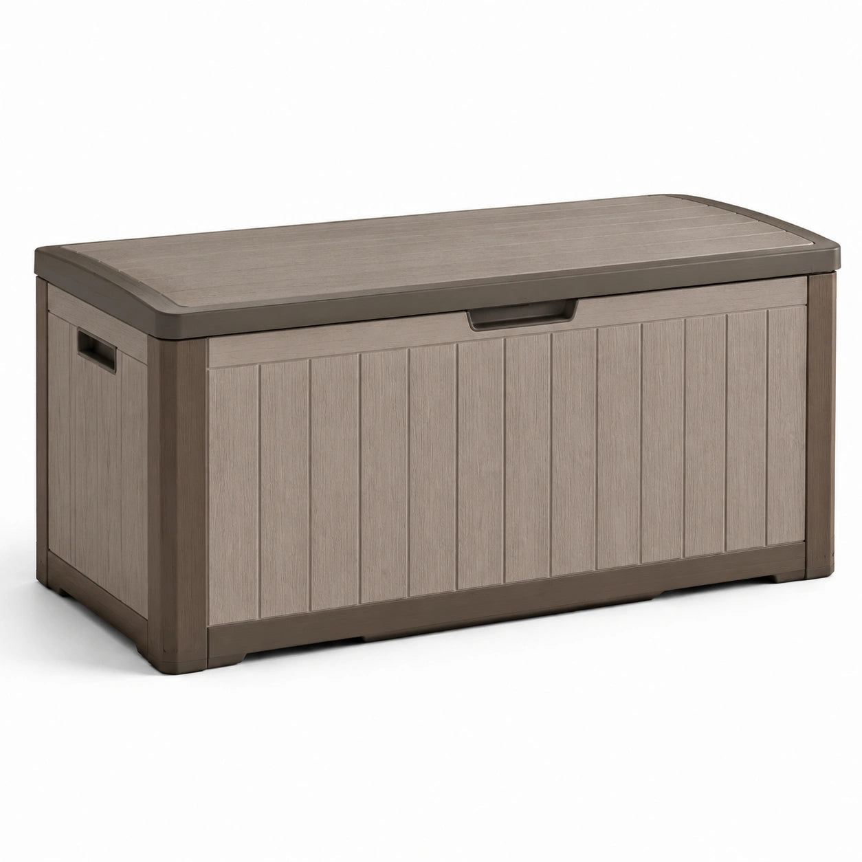 Cassapanca da giardino in resina 120x50x60cm marrone chiaro