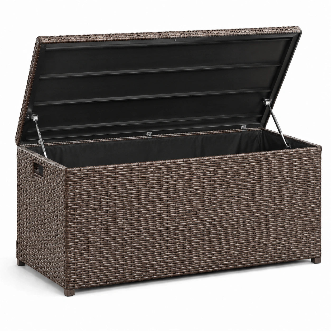 Baule in resina intrecciata marrone con interno in poliestere