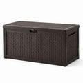 Baule da esterno in plastica effetto rattan marrone 120x60x50 cm