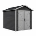 Casetta da giardino in resina 185x152x226 cm grigio e nero con doppia porta