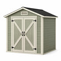 Casetta da Giardino in Legno con Tettoia a Due Falde Grigio/Beige 213x127x203cm