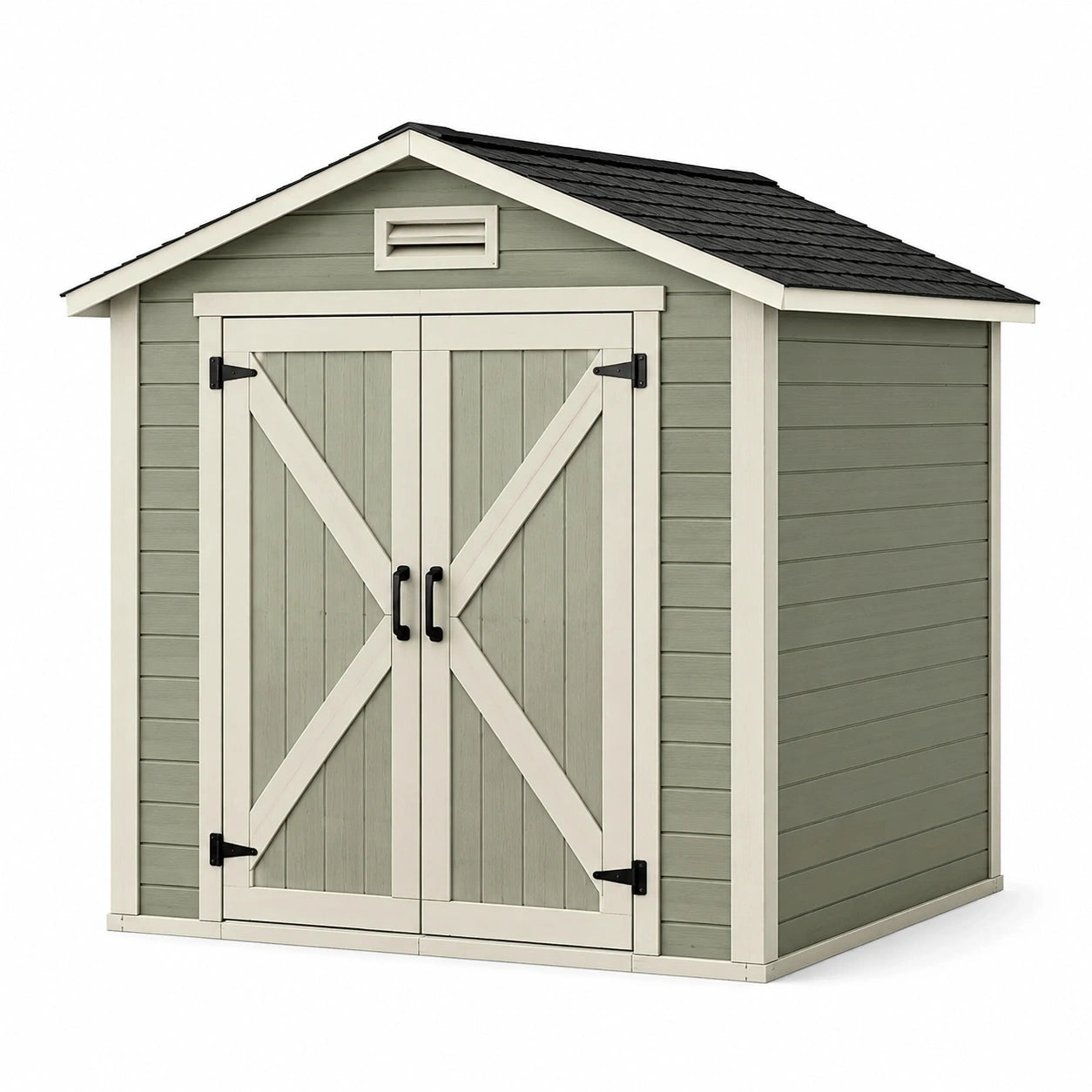 Casetta da Giardino in Legno con Tettoia a Due Falde Grigio/Beige 213x127x203cm