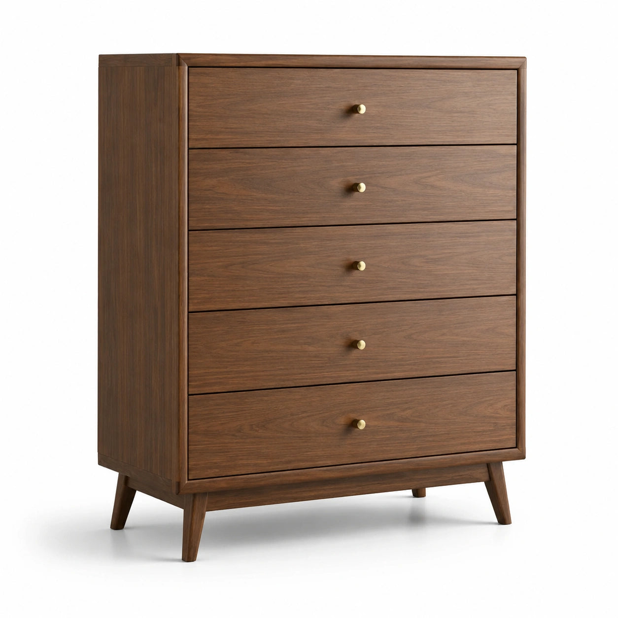 Cassettiera in legno di noce con 5 cassetti
