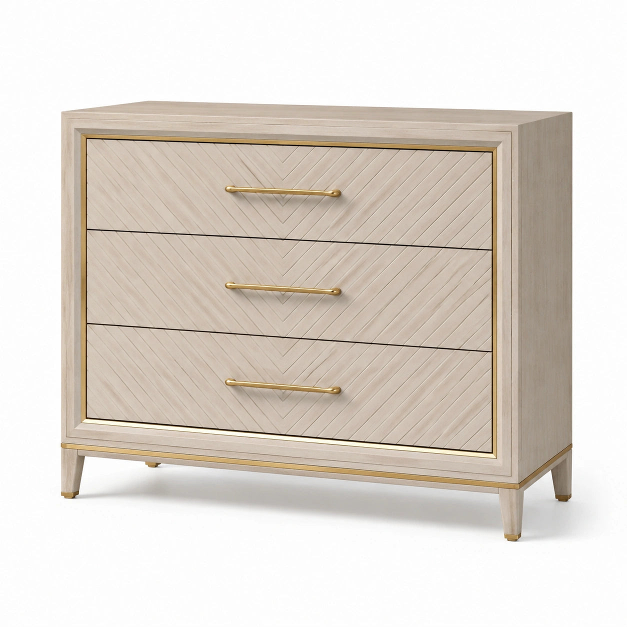 Cassettiera in legno con maniglie dorate