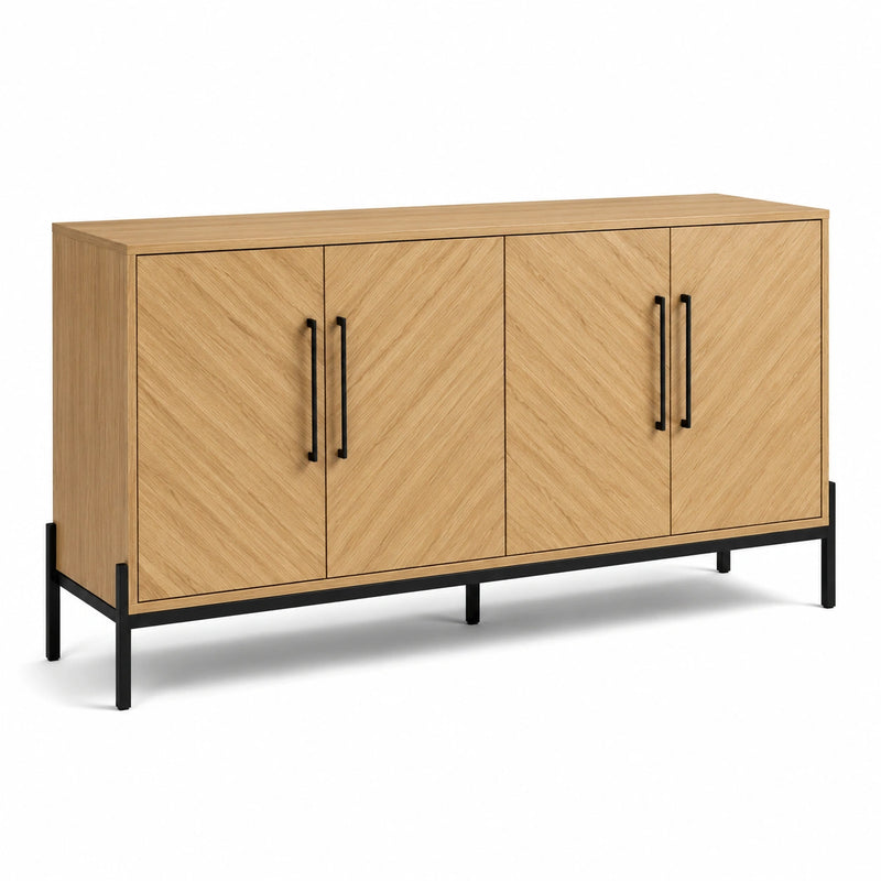 Credenza in Legno e Metallo Rovere Naturale 160x40x80 cm
