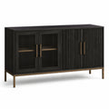 Credenza in legno e vetro temperato con ante nere