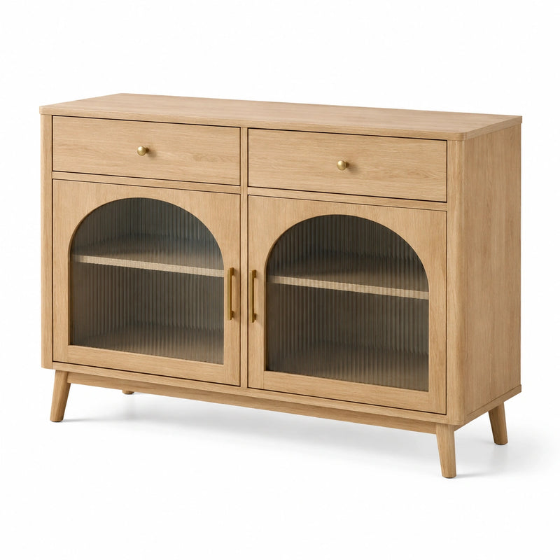 Credenza in Legno di Rovere con Vetro Temperato
