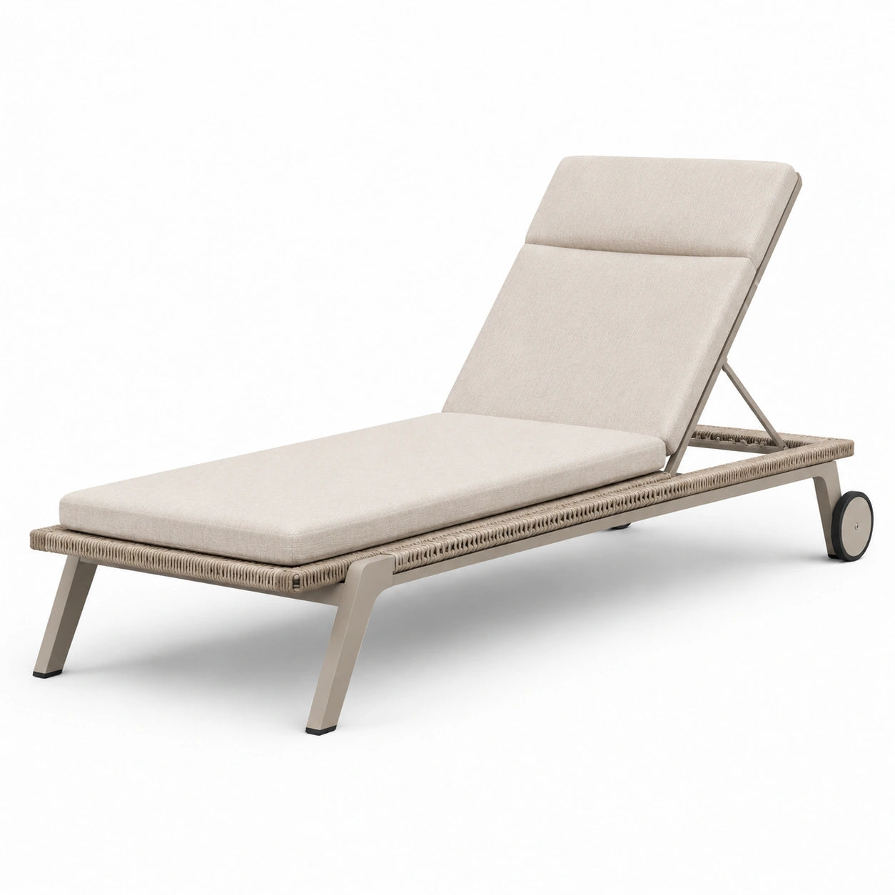 Lettino prendisole in alluminio con tessuto beige