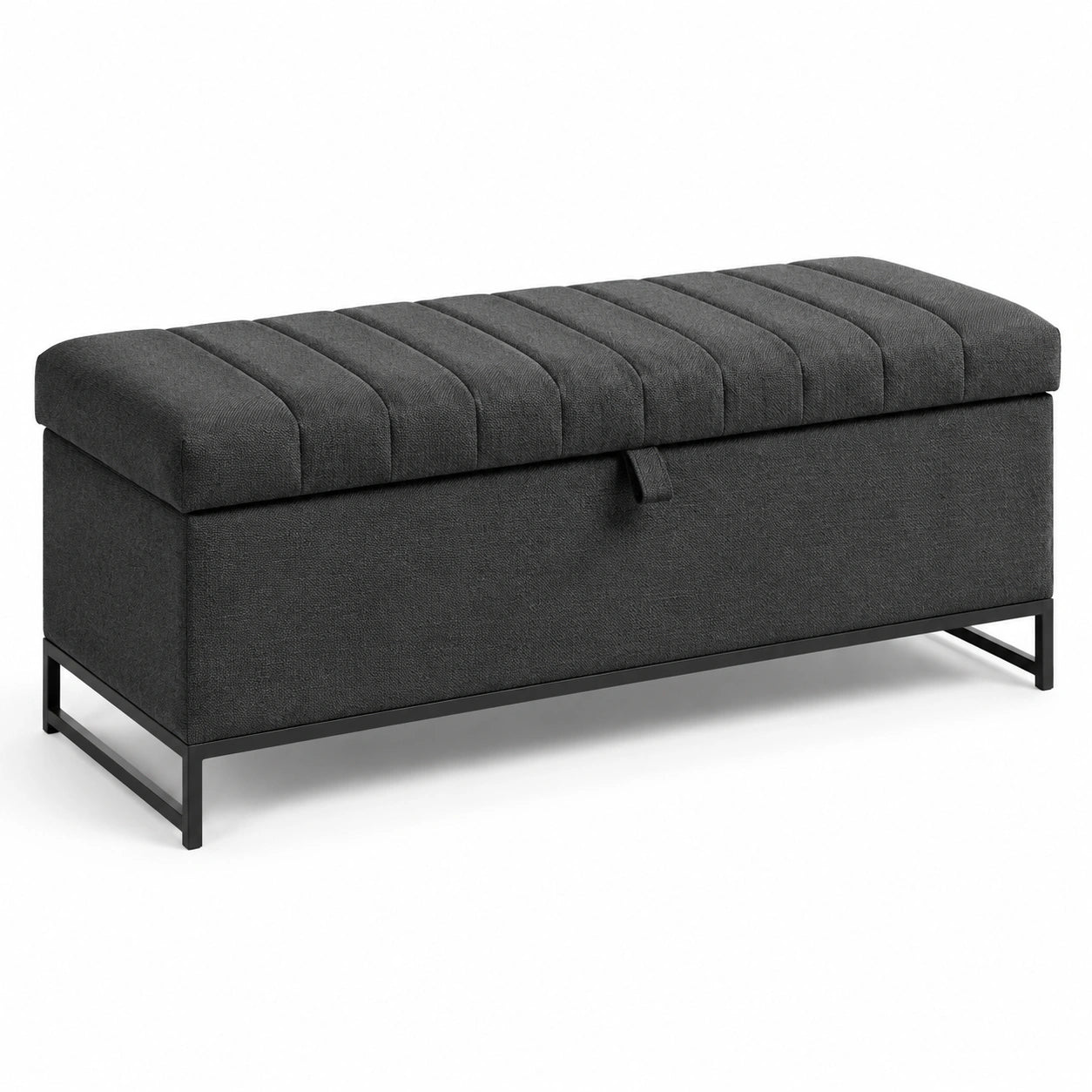 Panca contenitore in tessuto con struttura in metallo 120x40x45 cm grigio antracite