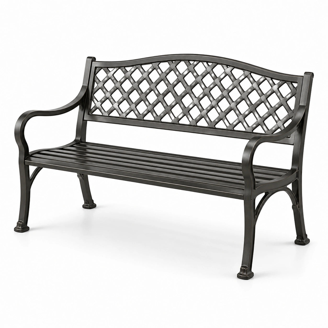 Panchina da giardino in alluminio nero 125 cm