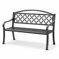 Panchina da giardino in ferro nero 127x60x85 cm