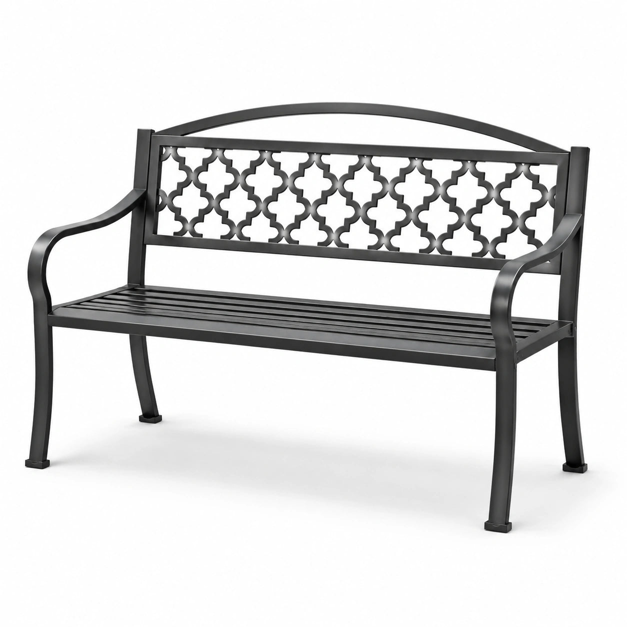 Panchina da giardino in ferro nero 127x60x85 cm