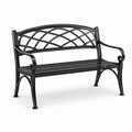 Panca da giardino in ferro nero 125x52x85 cm