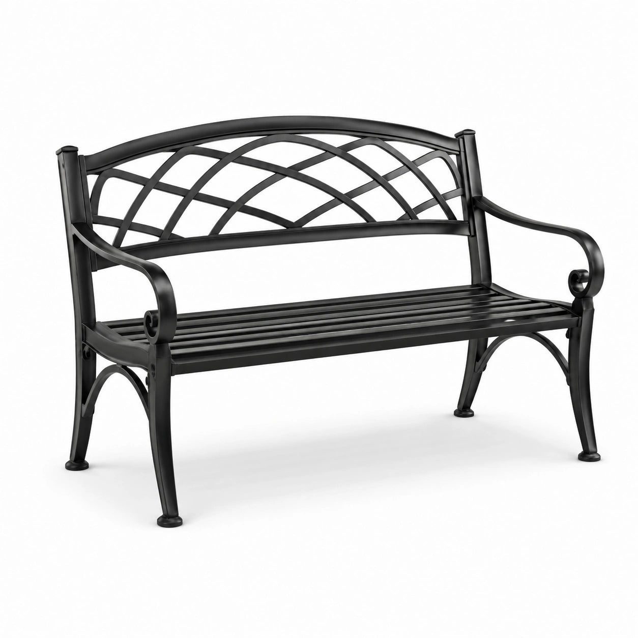 Panca da giardino in ferro nero 125x52x85 cm