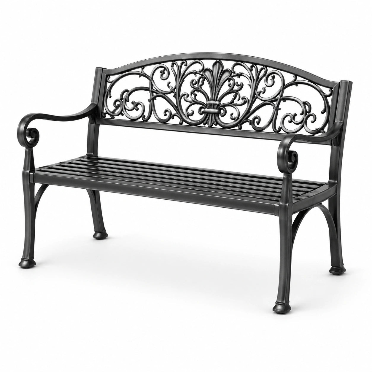 Panchina da giardino in ghisa nero 127x60x85 cm