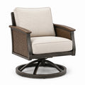 Poltrona girevole in metallo con cuscini in tessuto beige